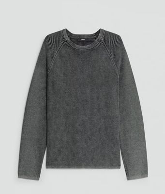 WASHED CREWNECK SWEATER IN COTTON - WASHED BLK