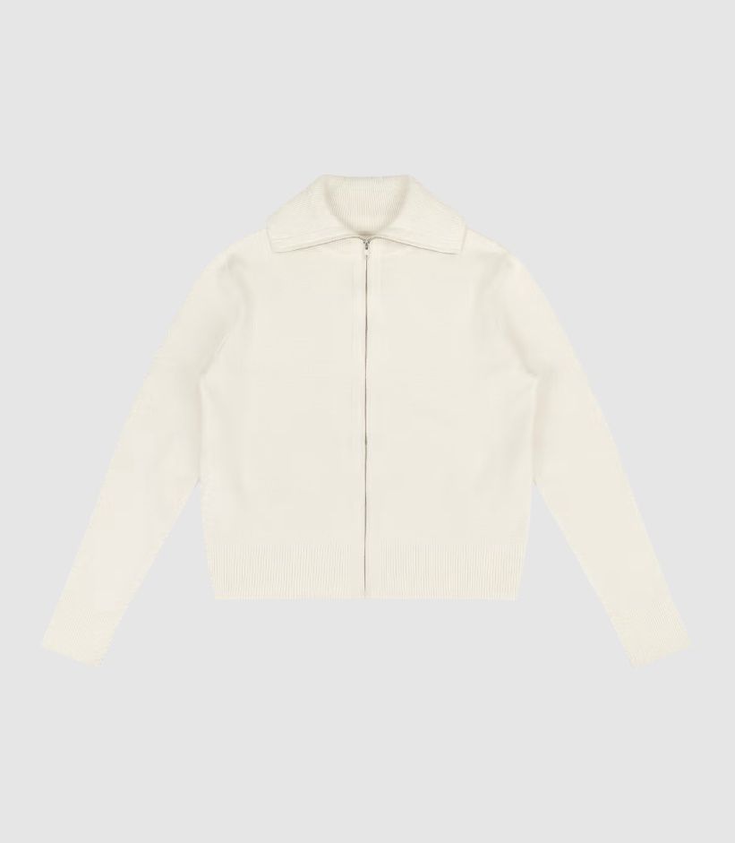 KNIT ZIP UP JACKET IVY, Colour: IVORY, Size: MEDIUM