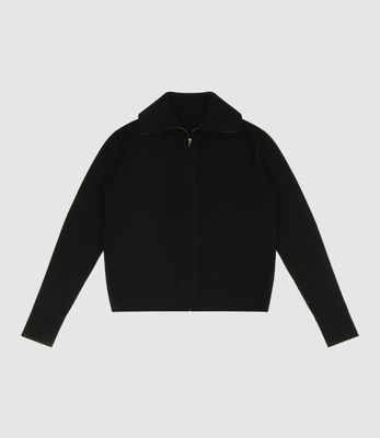 KNIT ZIP UP JACKET BLK