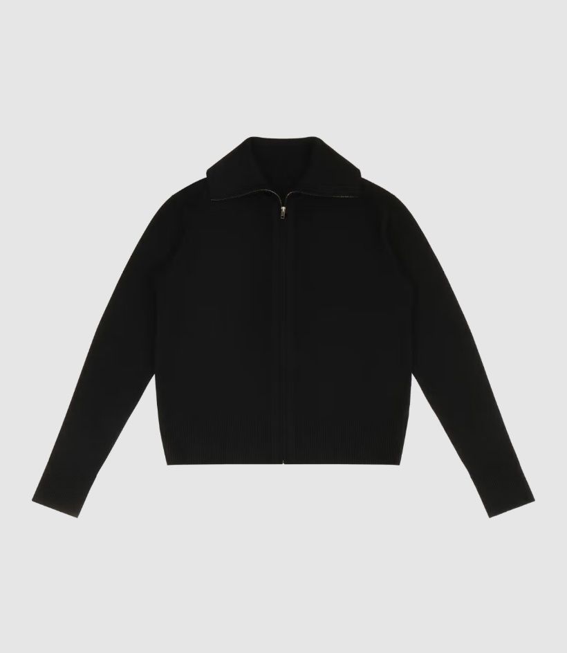 KNIT ZIP UP JACKET BLK, Colour: BLACK, Size: MEDIUM