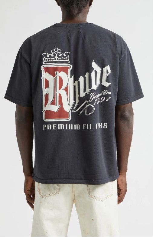RHUDE FUMAR 91 TEE, Colour: VTG BLACK, Size: SMALL