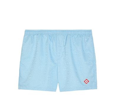 MONOGRAM JACQUARD SWIM SHORTS PALE BLUE