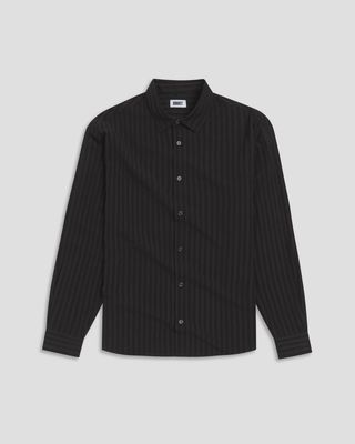 JORDAN STRIPED WRINKLE SHIRT - BLACK