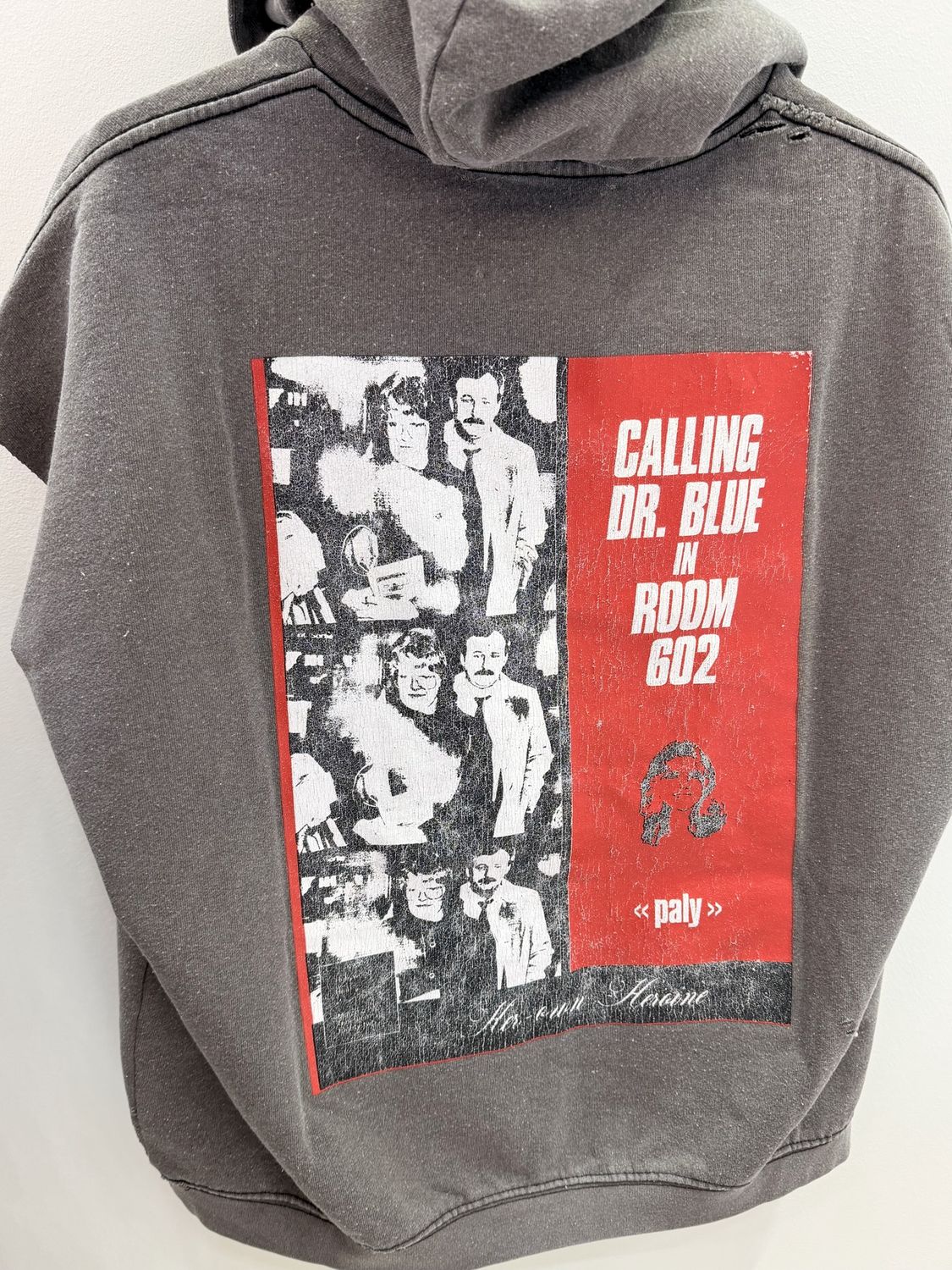 DR BLUE CUT OFF HOODIE, Size: M/L