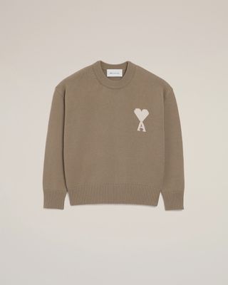 CREWNECK SWEATER ADC FELTED WOOL TPE/OFF WHT
