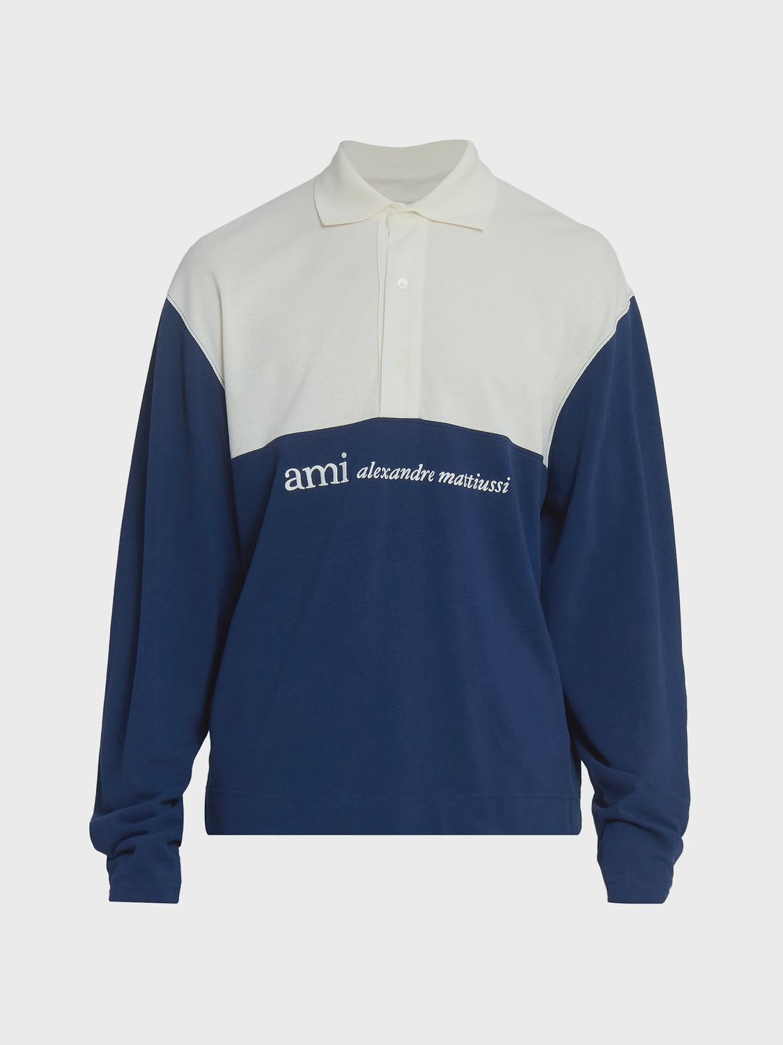 EMBROIDERED LONG SLEEVE POLO NVY/CRM, Colour: NAVY/CREAM, Size: SMALL