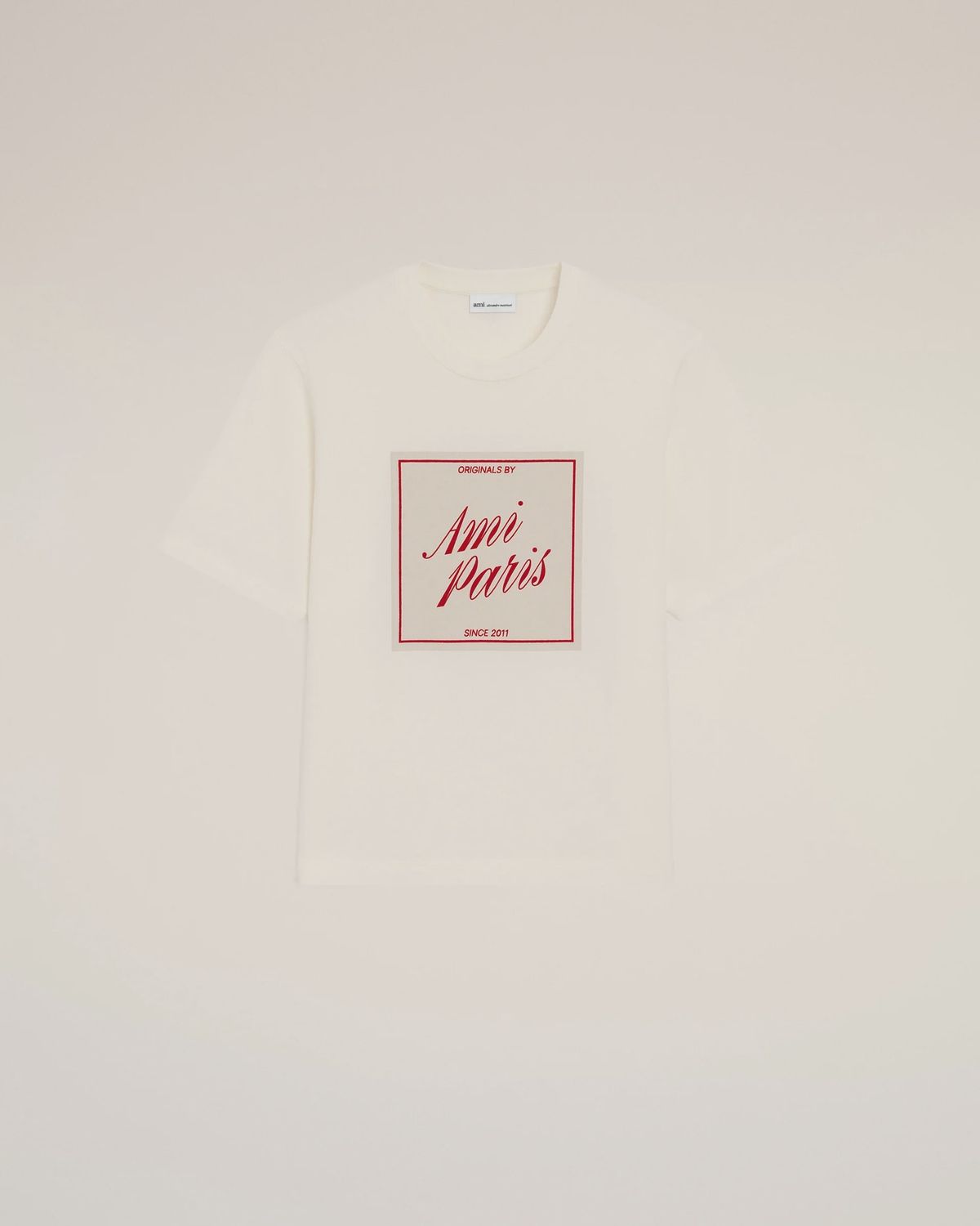 AMI PARIS HERITAGE PRINT T SHIRT CRM/RED, Colour: CREME/RED, Size: XS