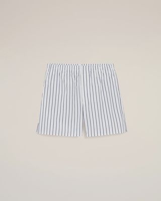 WHITE COTTON ELASTICATED SHORTS