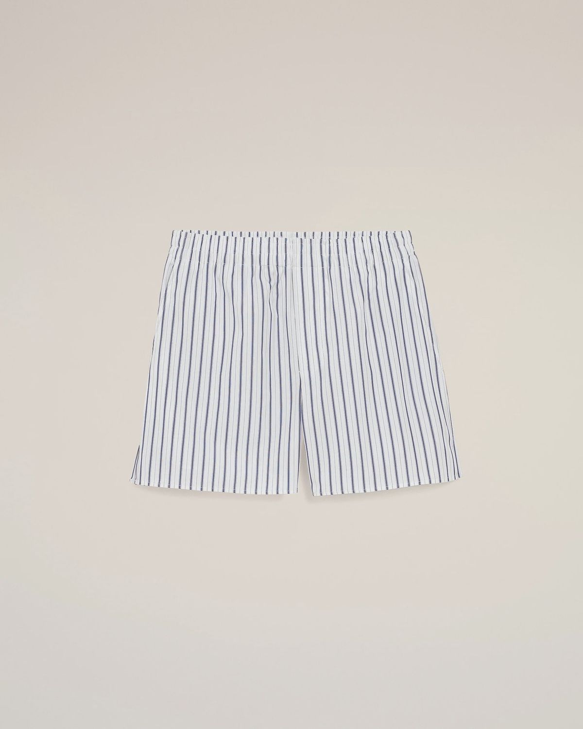WHITE COTTON ELASTICATED SHORTS, Colour: WHITE/INK, Size: SMALL