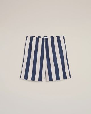 WHITE AND NAVY LONG STRIPES SWIMSUIT