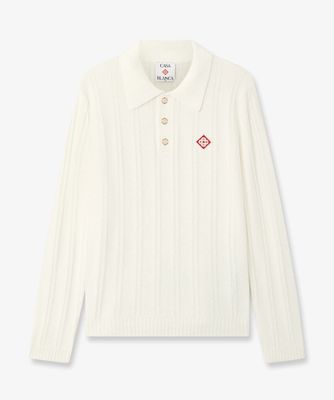 COTTON NYLON BOUCLE LONG SLEEVE POLO