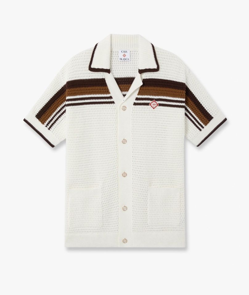 COTTON CROCHET SHORT SLEEVE SHIRT, Size: SMALL