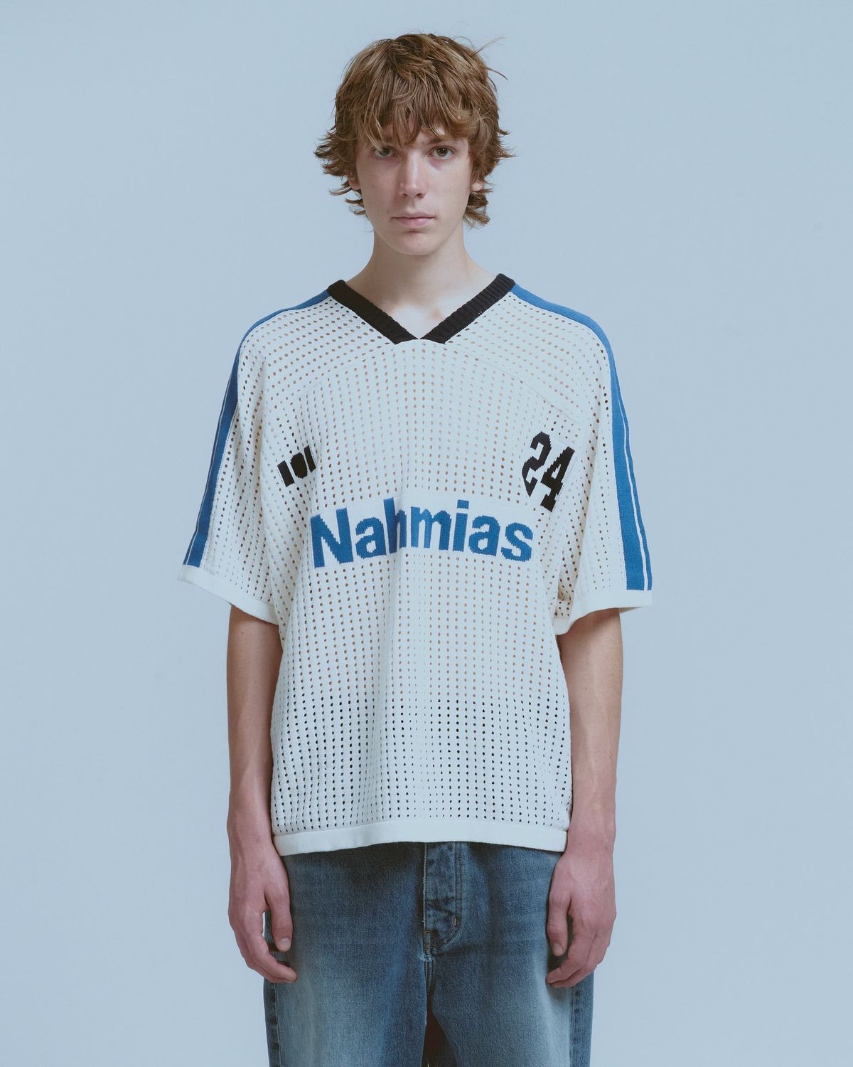 24 COTTON KNIT SOCCER JERSEY, Colour: EGG WHITE, Size: MEDIUM