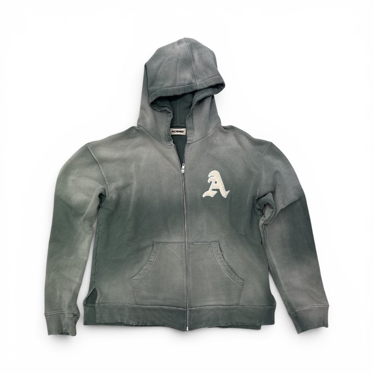 A ZIP UP HOODIE AGED GREEN, Size: MEDIUM