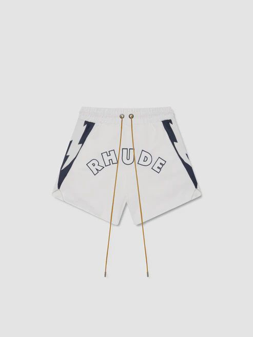 LOGO LIGHTNING SHORTS WHT/NVY, Colour: WHITE/NAVY, Size: SMALL