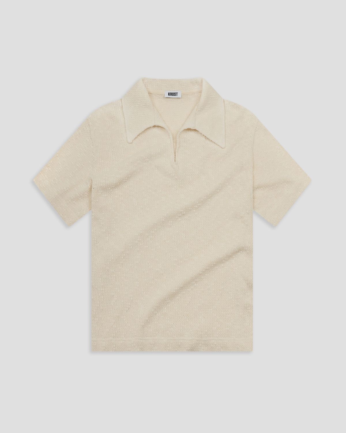 TEXTURED COTTON KNIT POLO, Colour: CREAM, Size: SMALL