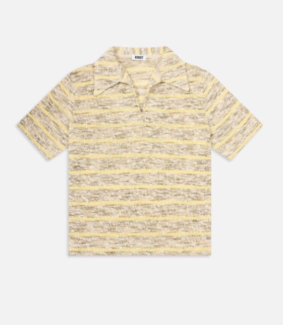 Multi-Color Striped Knit Polo, Size: MEDIUM