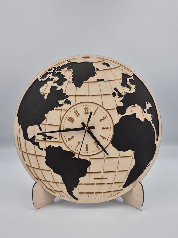 Stylowy zegar ścienny - Mapa świata