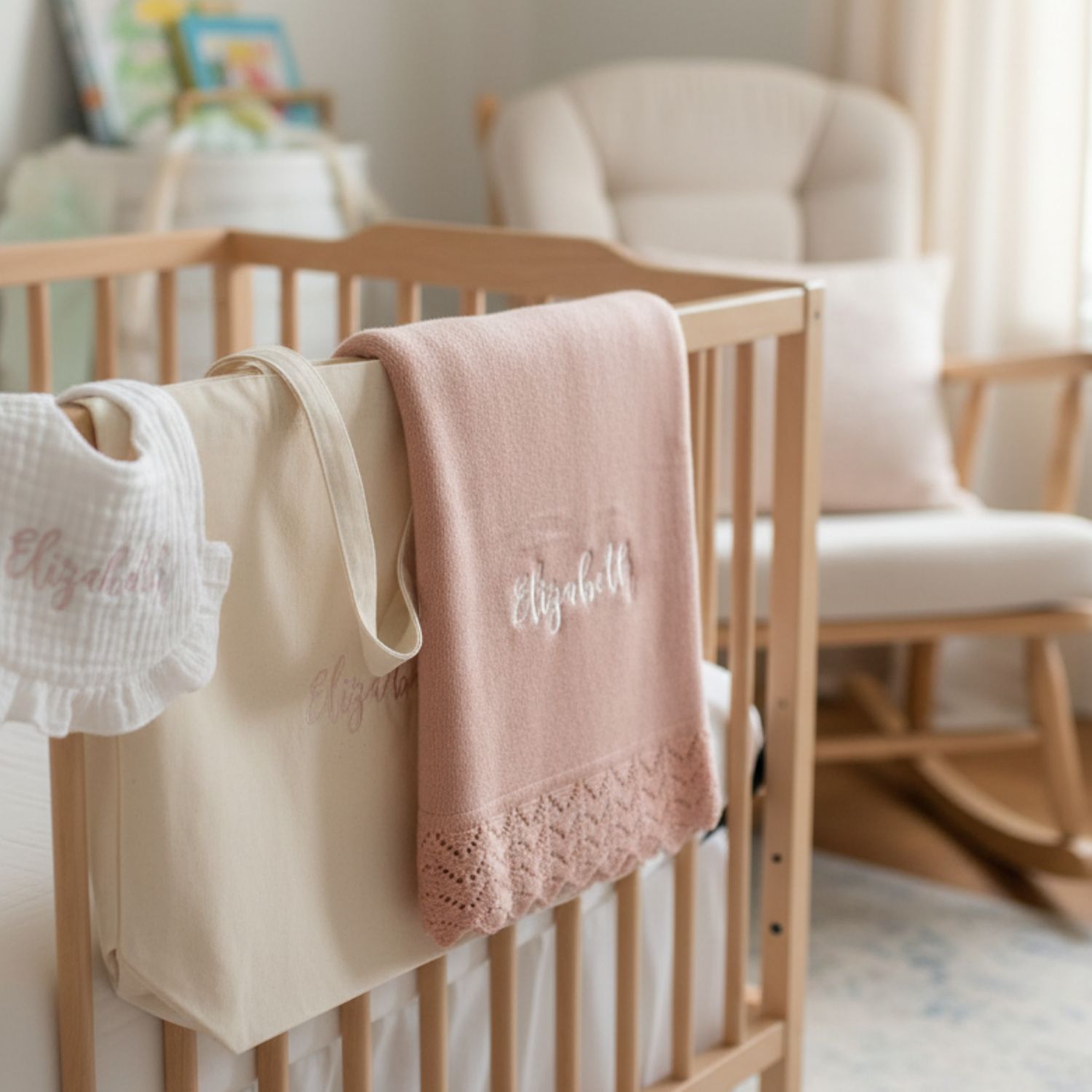 Embroidered Knit Blanket &amp; Tote Gift Set