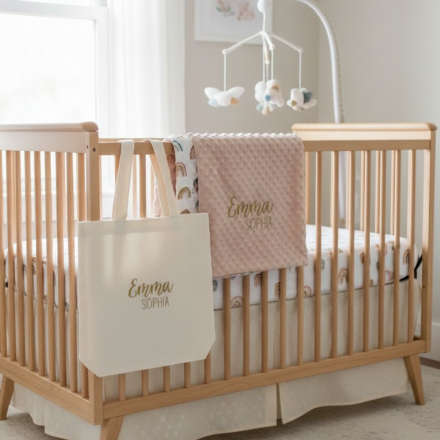 Embroidered Minky Blanket &amp; Tote Bag Set