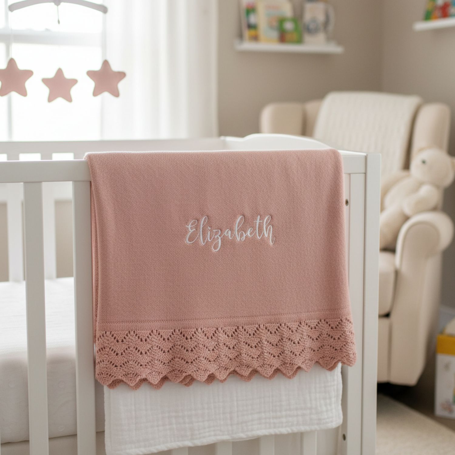 Embroidered Knit Baby Blanket