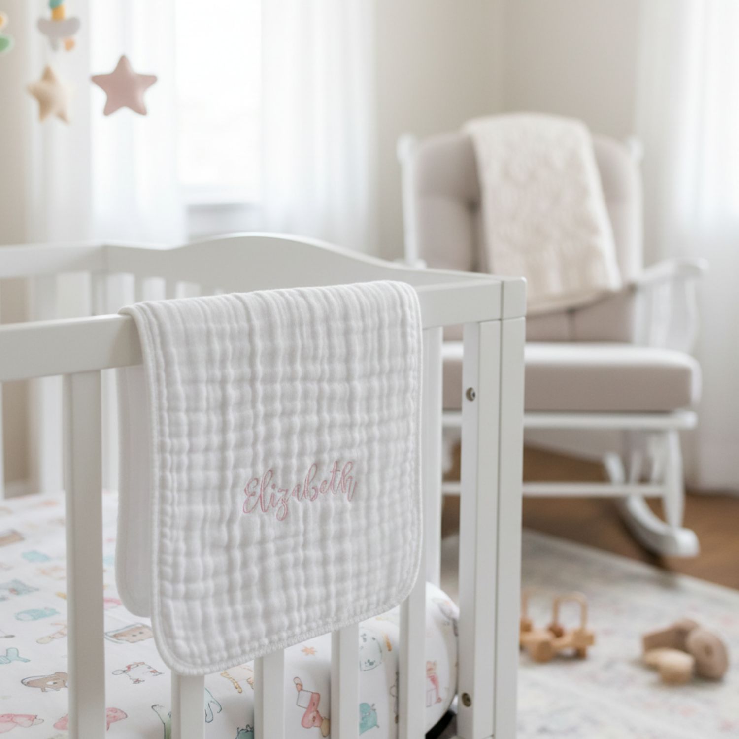 Embroidered Muslin Burp Cloth