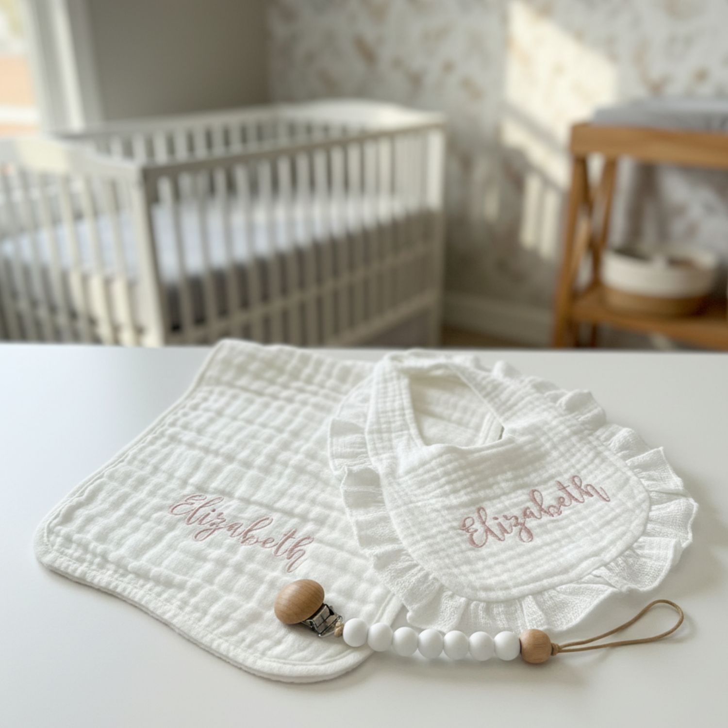 Embroidered Muslin Baby Set