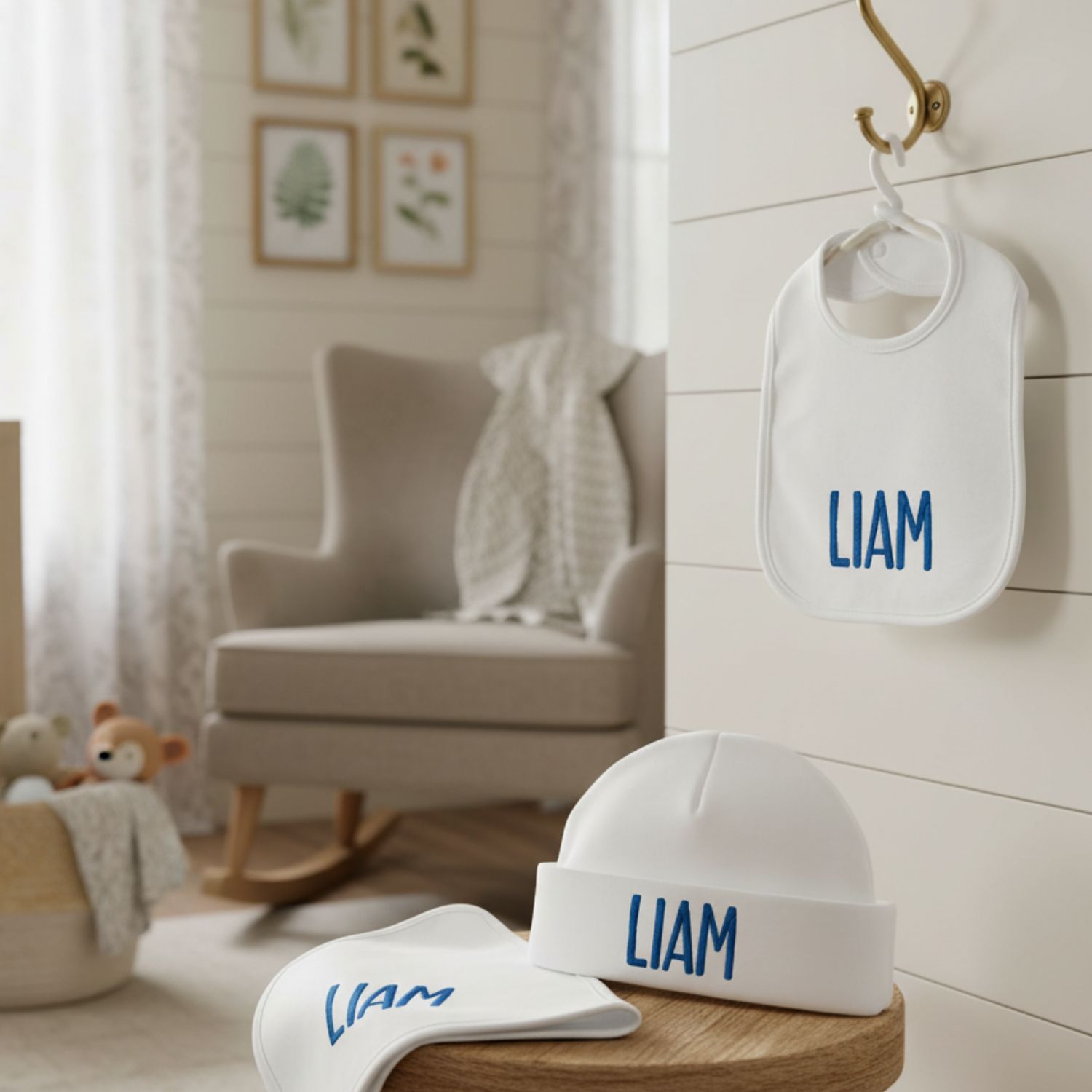 Embroidered Baby Beanie Set