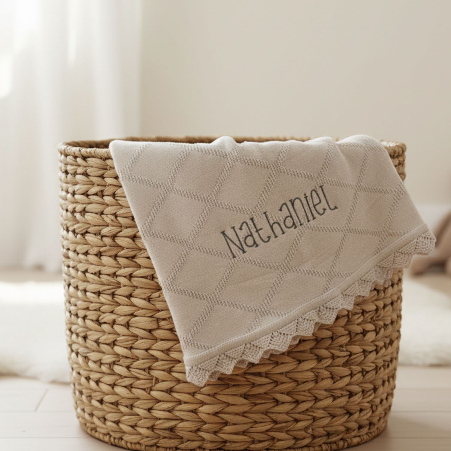 Embroidered Knit Baby Blanket