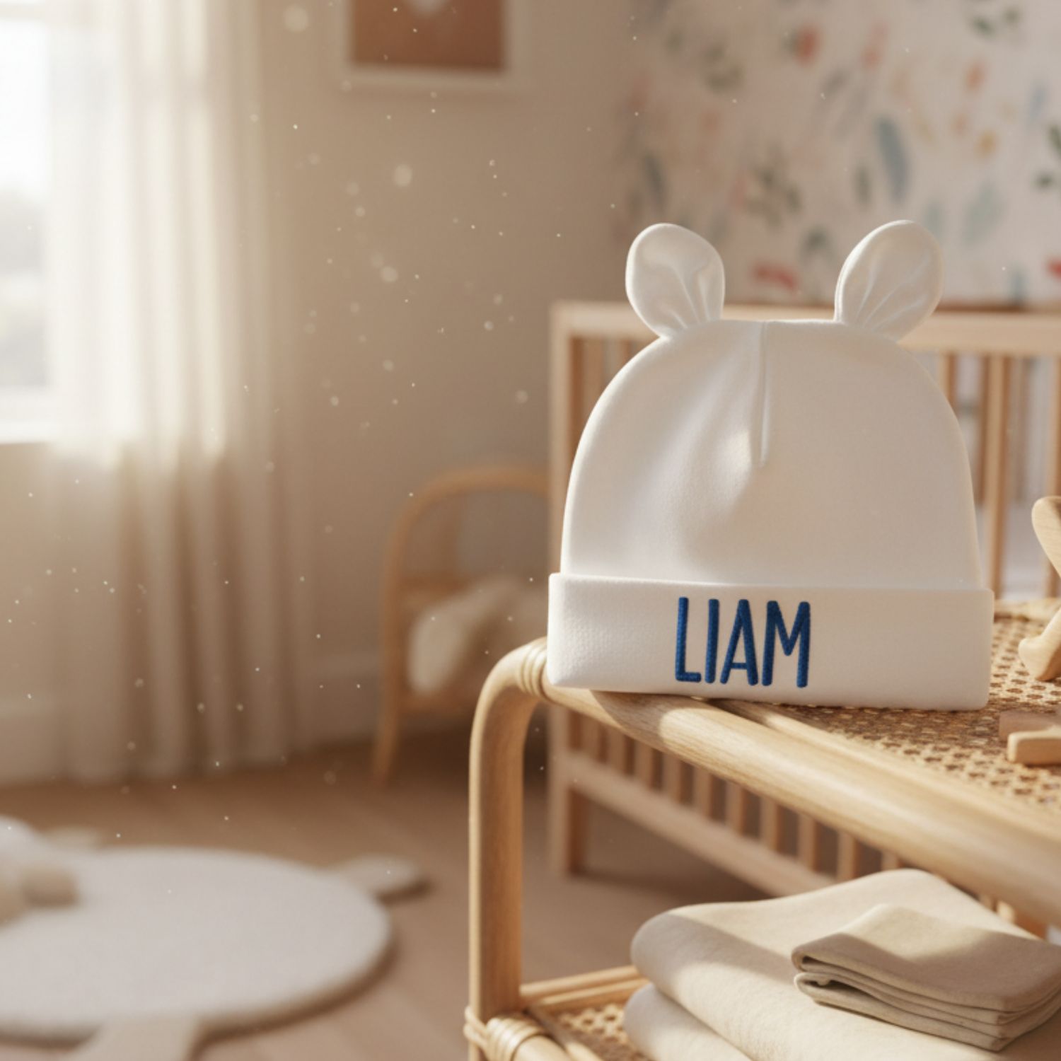 Embroidered Baby Beanie with Ears