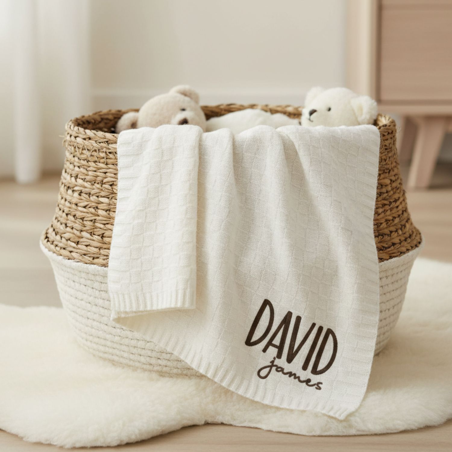 Embroidered Knit Baby Blanket