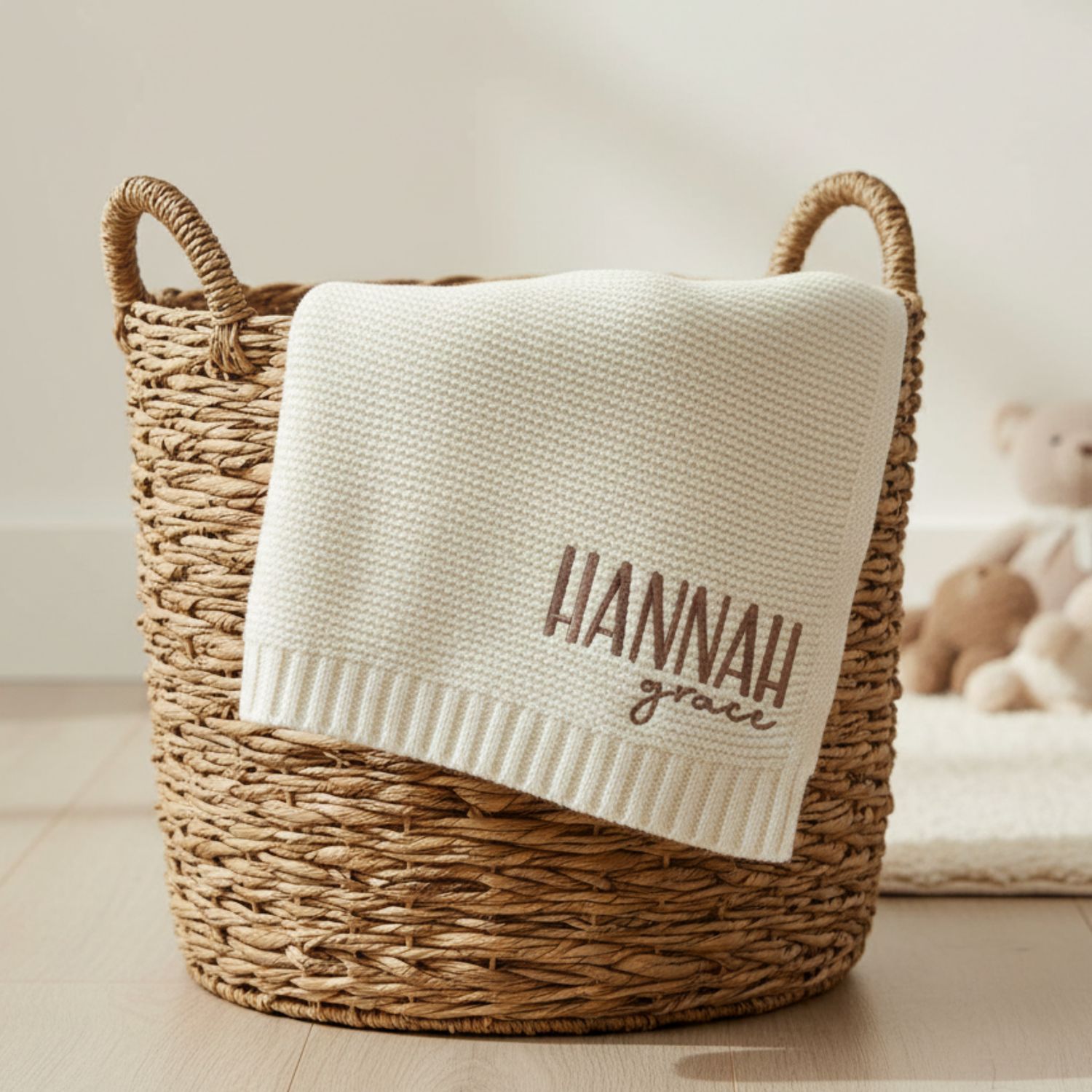 Embroidered Baby Knit Blanket