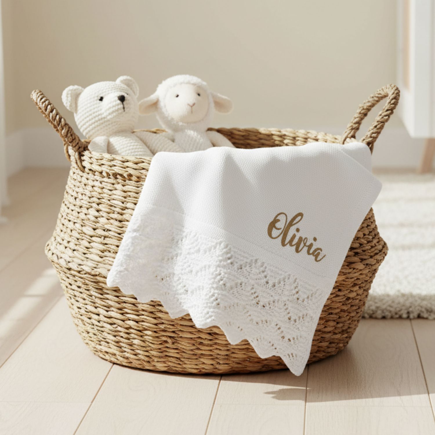 Embroidered Name Knit Blanket