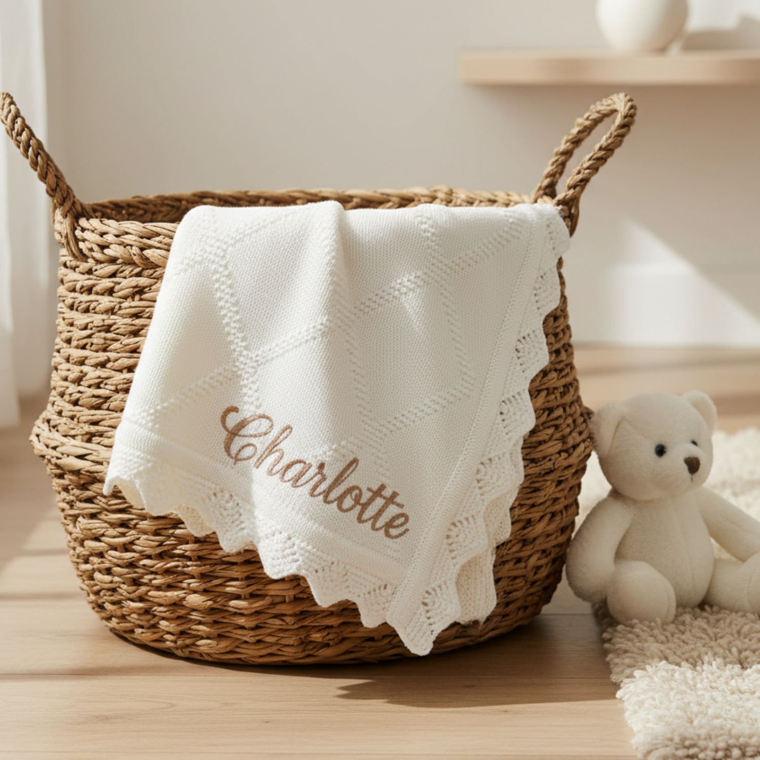 Embroidered Knit Blanket