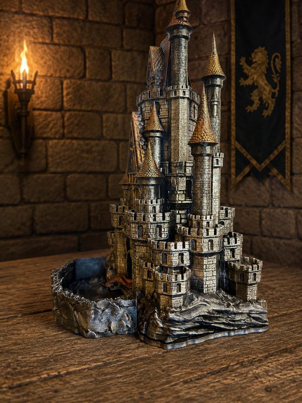 🎲🏰 Dice Tower „Mimic“ – Fantasy Würfelturm Burg | 3D Druck Dice Tower mit abnehmbarer Würfelschale | DnD Tabletop Deko