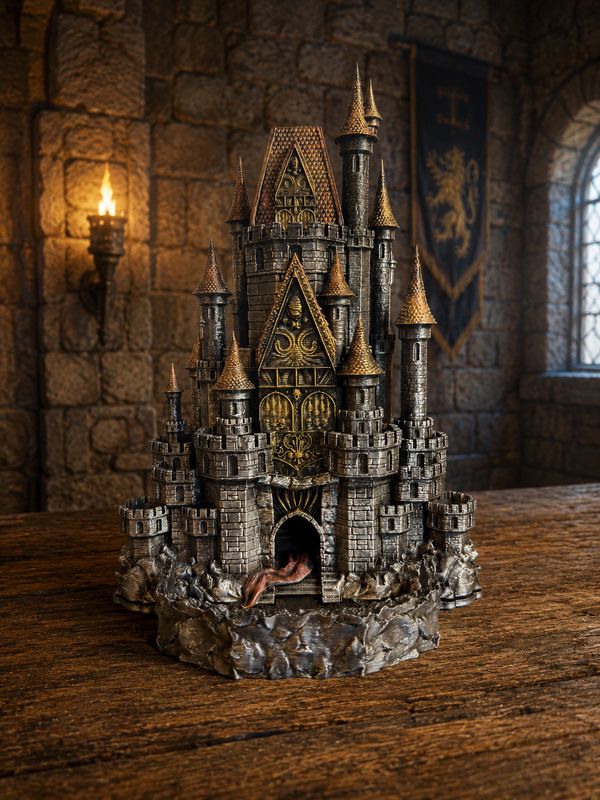 🎲🏰 Dice Tower „Mimic“ – Fantasy Würfelturm Burg | 3D Druck Dice Tower mit abnehmbarer Würfelschale | DnD Tabletop Deko