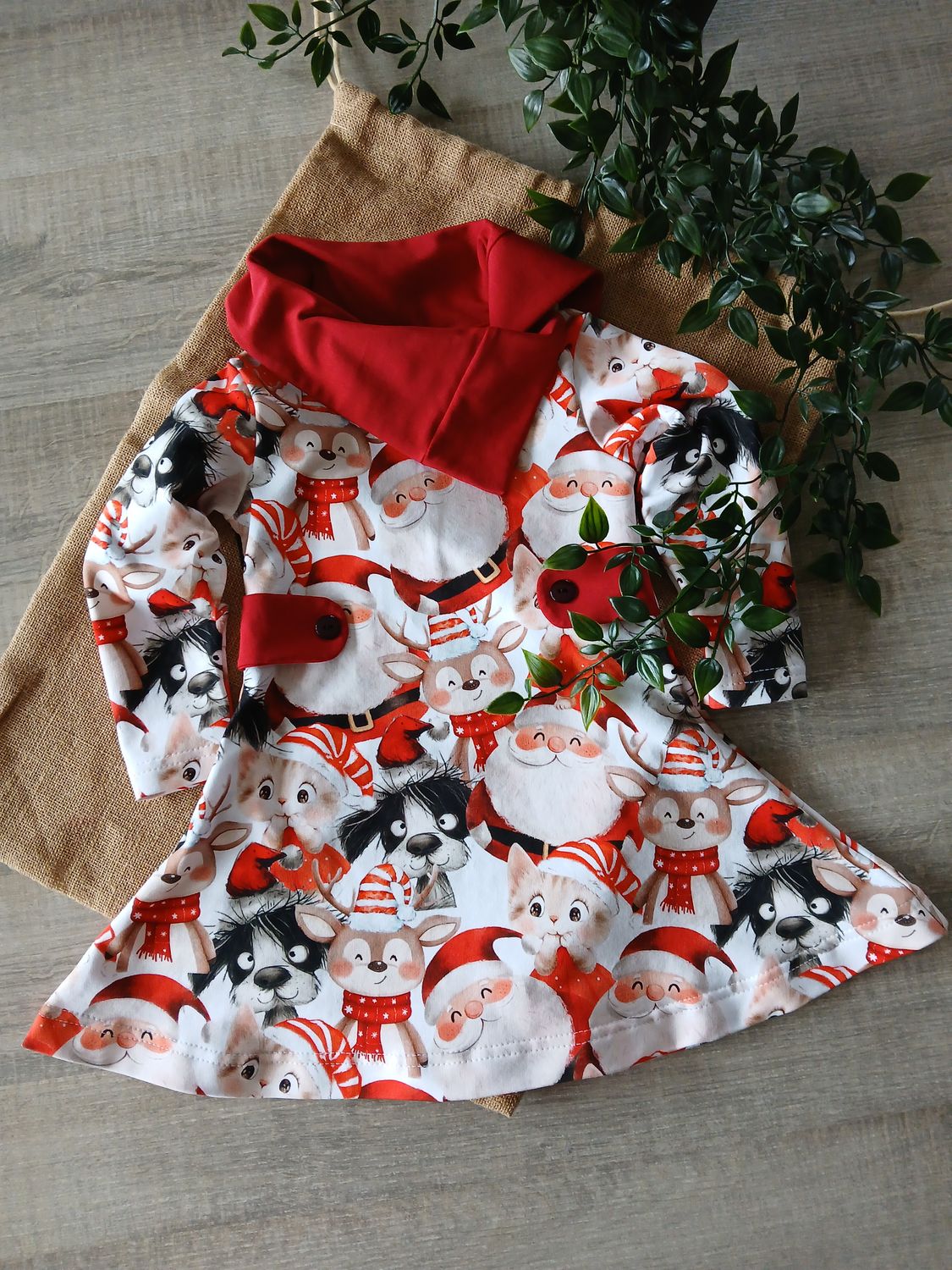 Klokjurk Kerst combi rood.