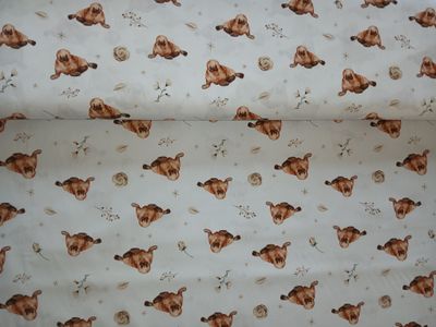 Poplin katoen digital schattige walrus