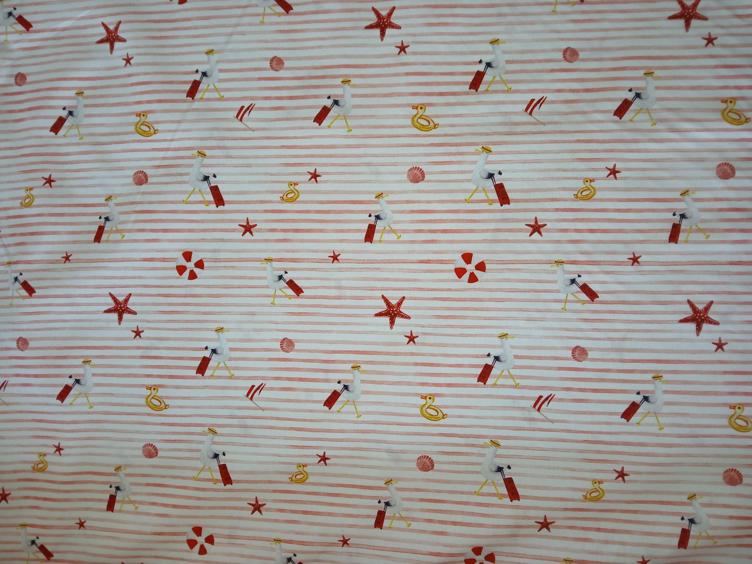 ​Poplin katoen digital meeuwen aan zee