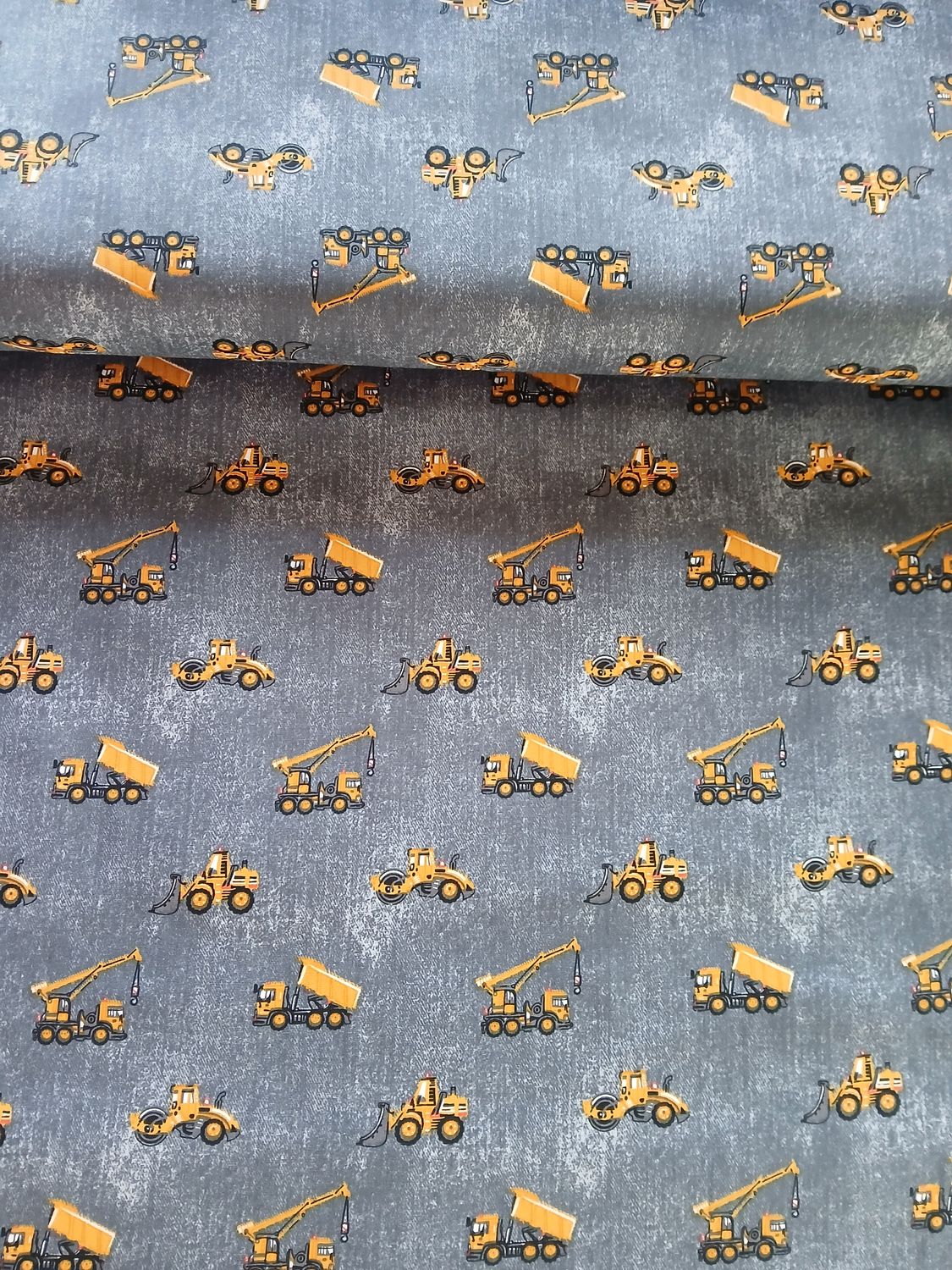 ​Poplin katoen bouwvoertuigen antraciet
