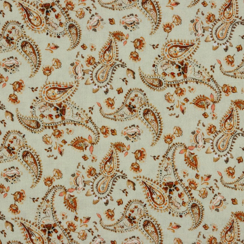 ​Double gauze digital paisley, kleur sand