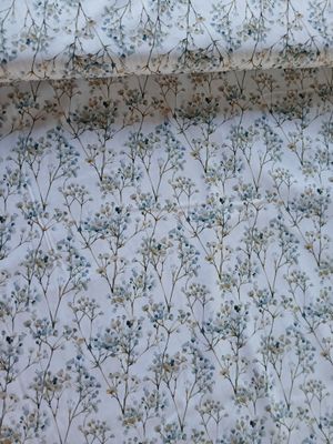 ​Poplin katoen digital springflowers, kleur blue/white