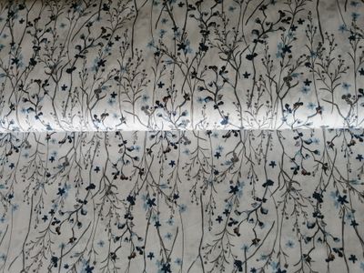 Poplin katoen mille fleurs oud blauw