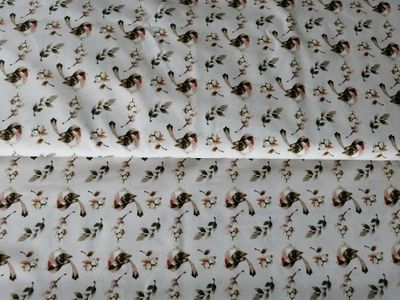 Katoen digital bird robin beige