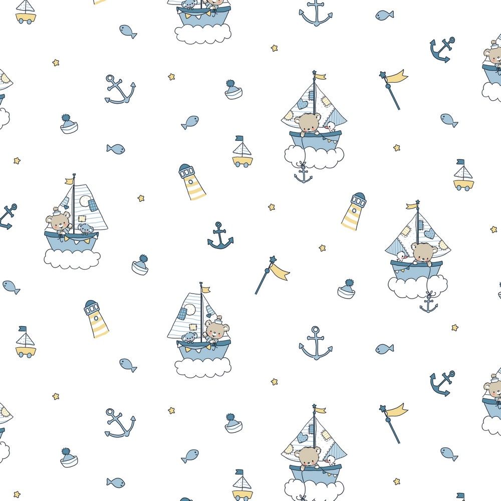 Poplin katoen baby maritime white