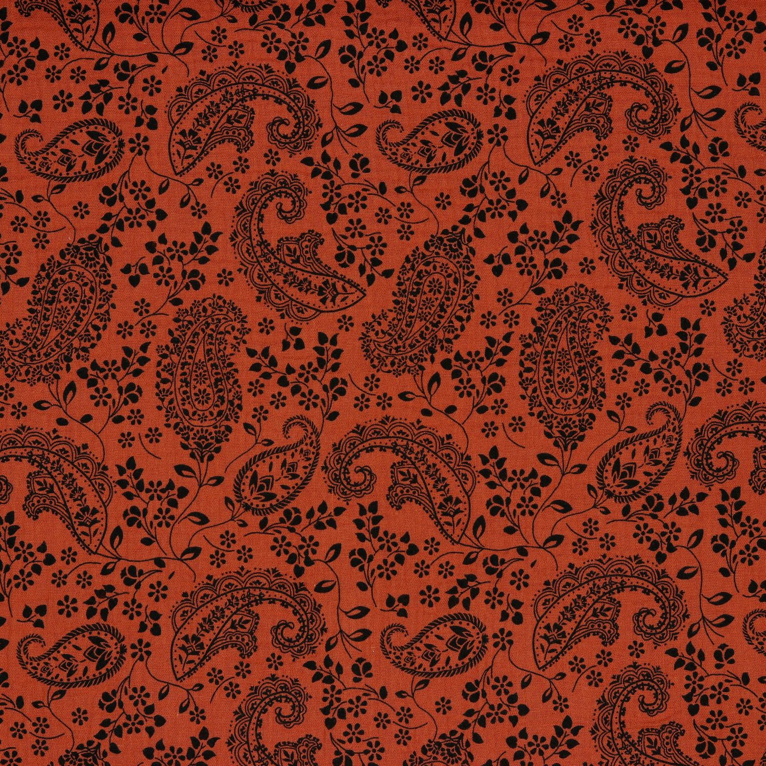 Double gauze paisley flowers terra cotta