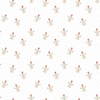 Poplin katoen snowman white