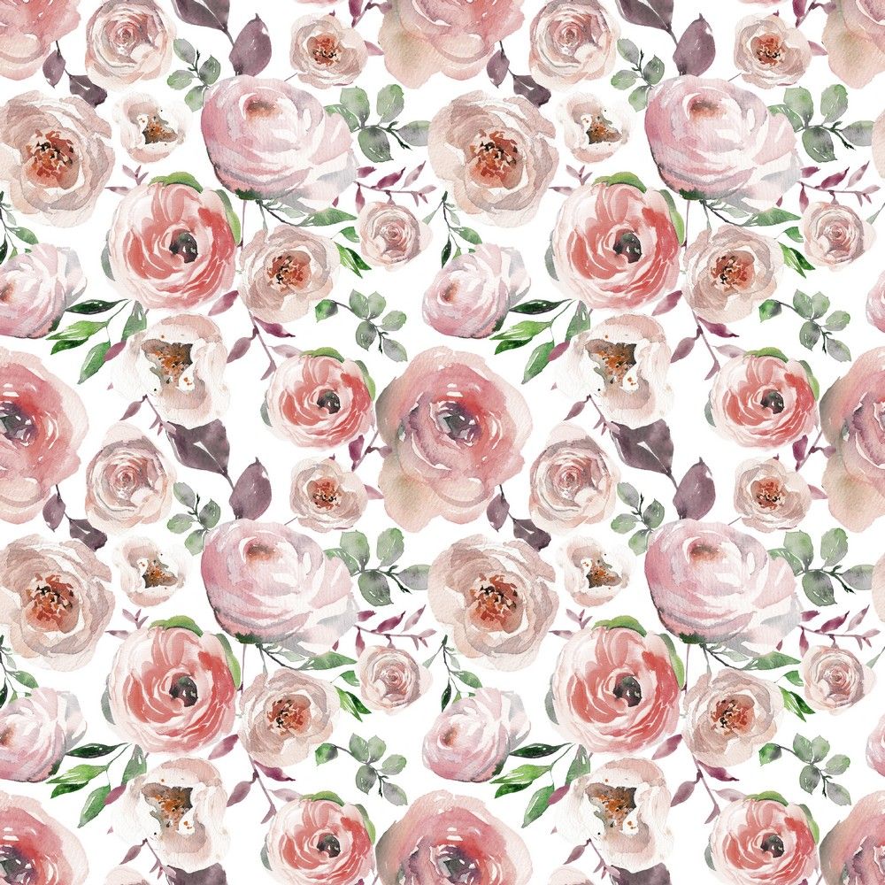 Jersey digital English roses white