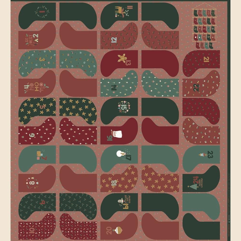 Katoen digital stofpaneel adventskalender sokken.