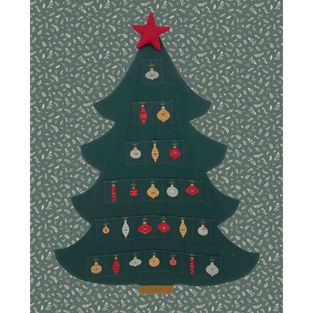 Canvas digital stofpaneel adventskalender kerstboom